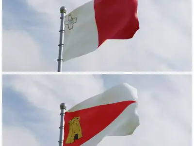 Animated Malta Flags 3D model