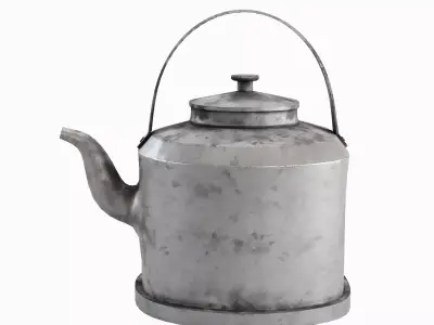 Used Iron Kettle Set Low-poly 3D model
