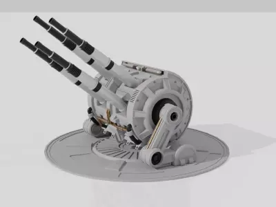 Sci-fi quad laser cannons  3D model