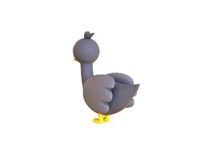Cartoon Goose Cute  Low-poly 3D model