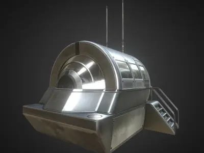 Futuristic Drivers Cap And Control Module Low-poly 3D model