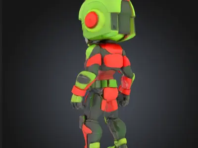 Stylized Sci-Fi Skull Warrior 3D Model - Rigged 3D model