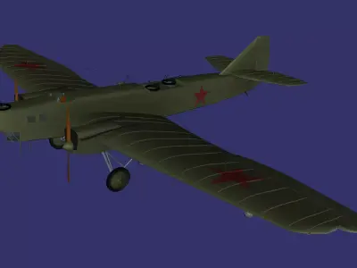 Tupolev TB-1 Free low-poly 3D model