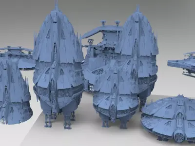 Jupiter alien ruins Kitbash  3D model