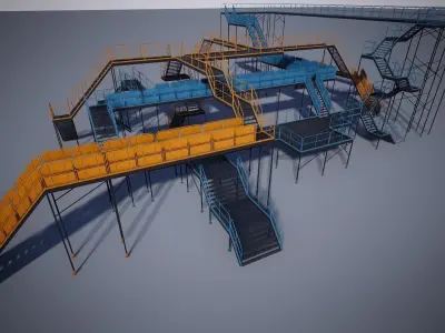 Modular Platform Low-poly 3D model