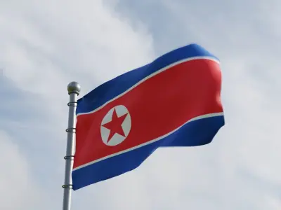 Animated North Korea Flags 3D model