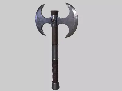 Double Warrior Axe Stylized 3D model Free low-poly 3D model