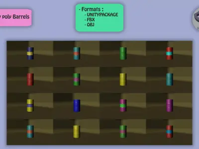 Metallic Barrels Low-poly 3D model