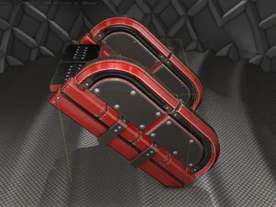 Sci-Fi Stairs - 31 - Red Version  Low-poly 3D model