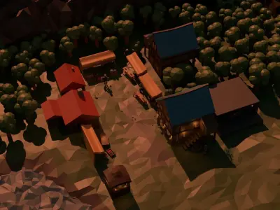 Middle Age Village Low-poly 3D model