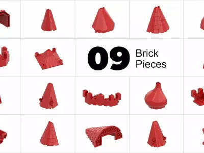TwindBricks3D - 09 Building Roof collection 3D print model
