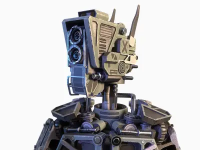 Military robot character Unity UE lowpoly gameready rigged model Low-poly 3D model