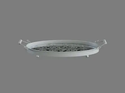  New Traditional Iron and Glass Damask Oval Trays Free 3D model