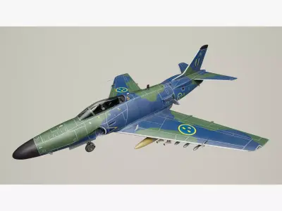 Saab J32 Lansen Low-poly 3D model