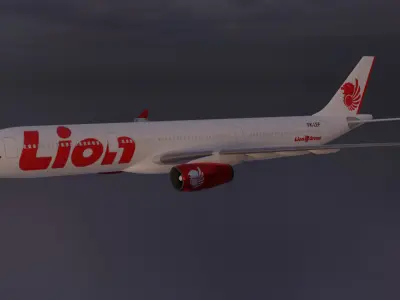 Airbus A330-300 Airliner - Lion Air Low-poly 3D model Low-poly 3D model