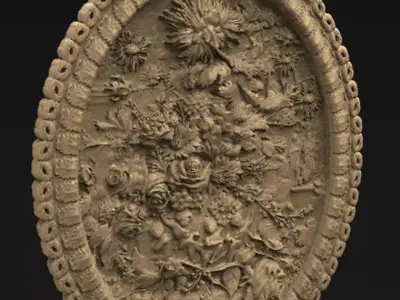 Decorative Frame Flowers 3D Model 3D print model purchase