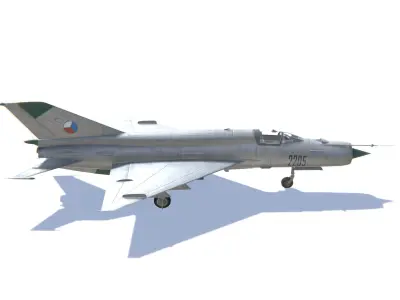 MIG-21 Fishbed Jet Fighter Aircraft Low-poly 3D model