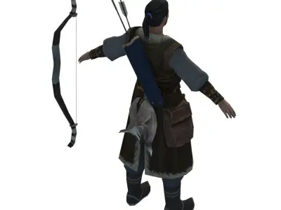 Archer hunter Low-poly 3D model