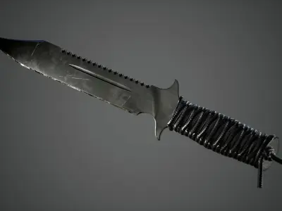 Paracord Tactical Knife Low-poly 3D model