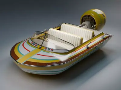 RetroJet 77  Vintage Airboat Cruiser Low-poly 3D model