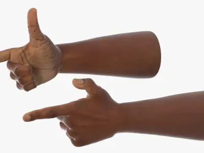 Black Male Hand Pair with Finger Gun Gesture 3D model