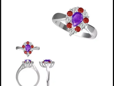 JCD Format Antique color stone rings jewelcad 3D print model purchase