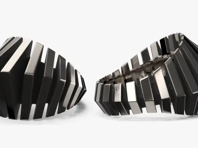 Modern Style Silver Rings Collection 3D model