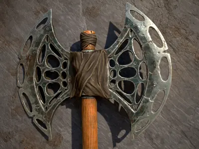 Gameready Stylized Viking Axe Low-poly 3D model