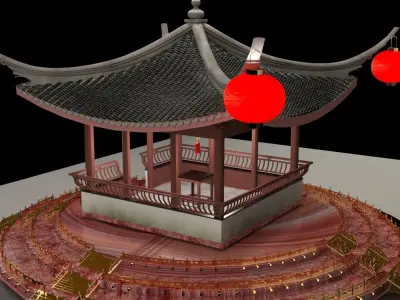 Chinese ancient  pavilion  3D model purchase