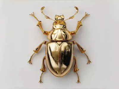 Golden Mechanical Stag Beetle 3D Model 3D model