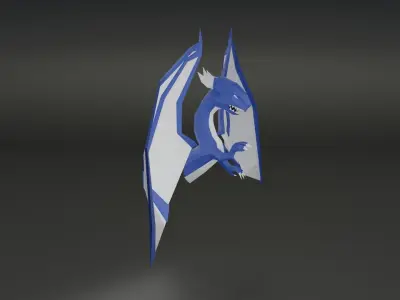 Low-poly blue Dragon 3D model