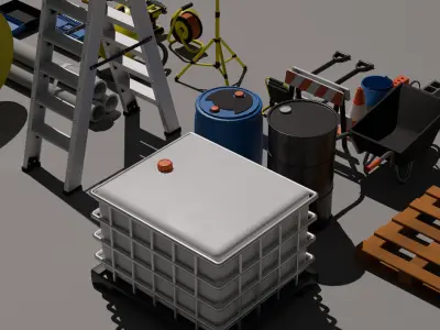 Construction Props Pack - 31 Stylized Game-Ready Assets Low Poly Low-poly 3D model