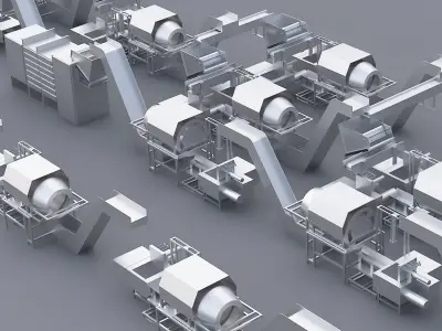 Tea production line 3D model