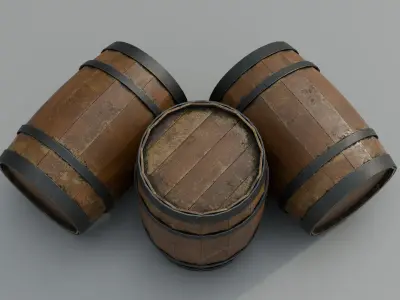 Wooden Barrel Low-poly 3D model shop