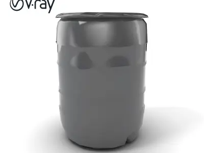 Plastic Drum Carbon Black Modular Base Model Pack Low-poly 3D model