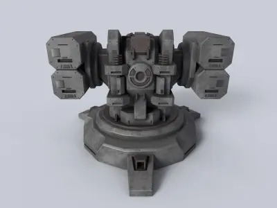 Defense turret Low-poly 3D model Low-poly
