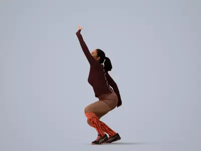 00567Nicole010 - Adult Caucasian woman crouching during 3D model