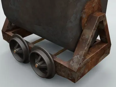 Mine Cart Trailer Low-poly 3D model