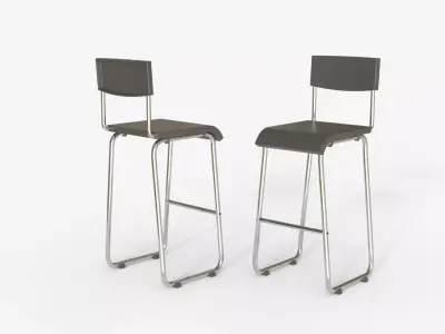 Gray Steel and Epoxy Bar Chair 3D model