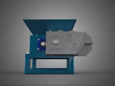 HOPPER SHARP INTERLOCKING ROTARY BLADE SHREDDER CRUSHER MACHINE 3D model