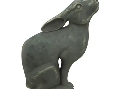 Rabbit metal statues Low-poly 3D model
