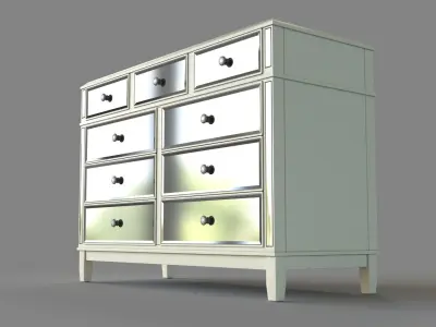 Hayworth Mirrored Antique White Dresser 3D model
