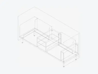 Sofa - Contemporary - Flame - Central Shelf - Armrest Shelf Low-poly 3D model get