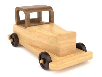 Wooden toy car 32 3D model