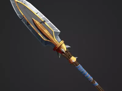 Stylized hand-painted spear Low-poly 3D model