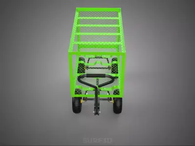 DUAL TWO TIER RACK TRAY DECK MESH TROLLEY WAGON CART GARDEN YARD 3D model