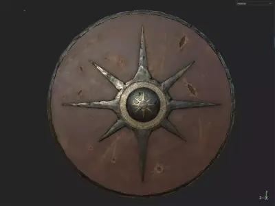Viking historical leather-covered shield Low-poly 3D model