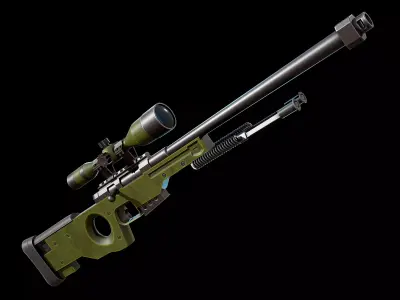 Stylized AWP Sniper Rifle Low-poly 3D model