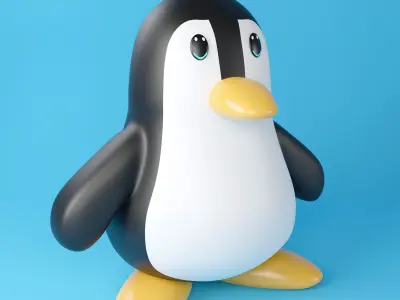 Cute penguin 3D model flat design  Low-poly 3D model