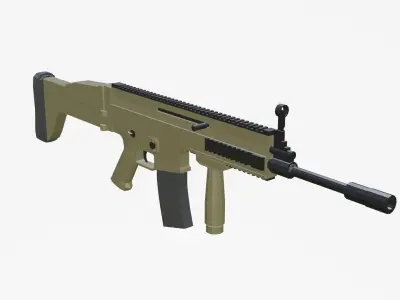 SCAR H low poly automatic rifle Low-poly 3D model
